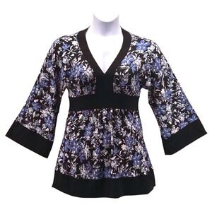 Y2K Whimsigoth Babydoll‎ Top Black Blue Large